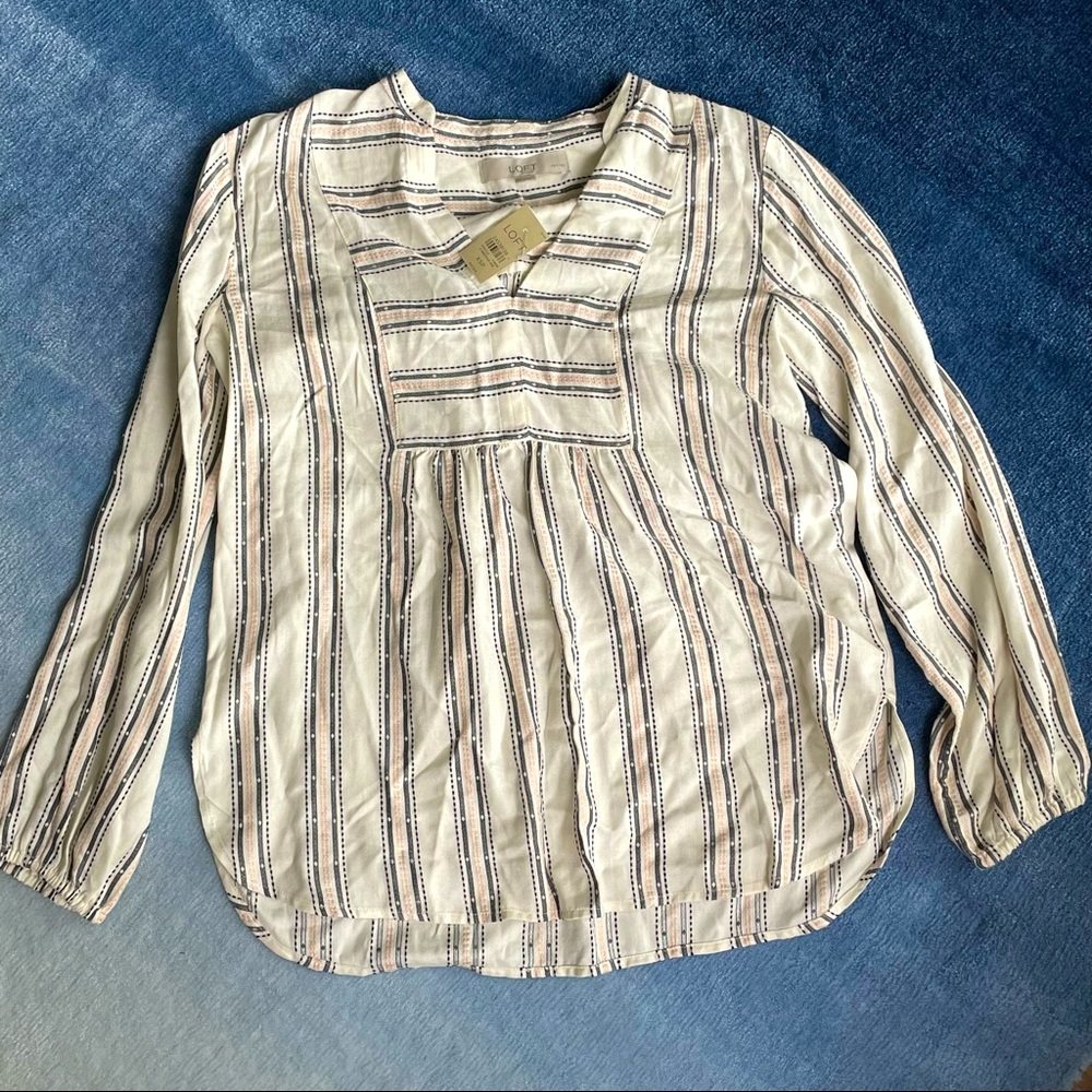 ⚠️LAST CHANCE NWT LOFT Stripe Peasant Long Sleeve Top